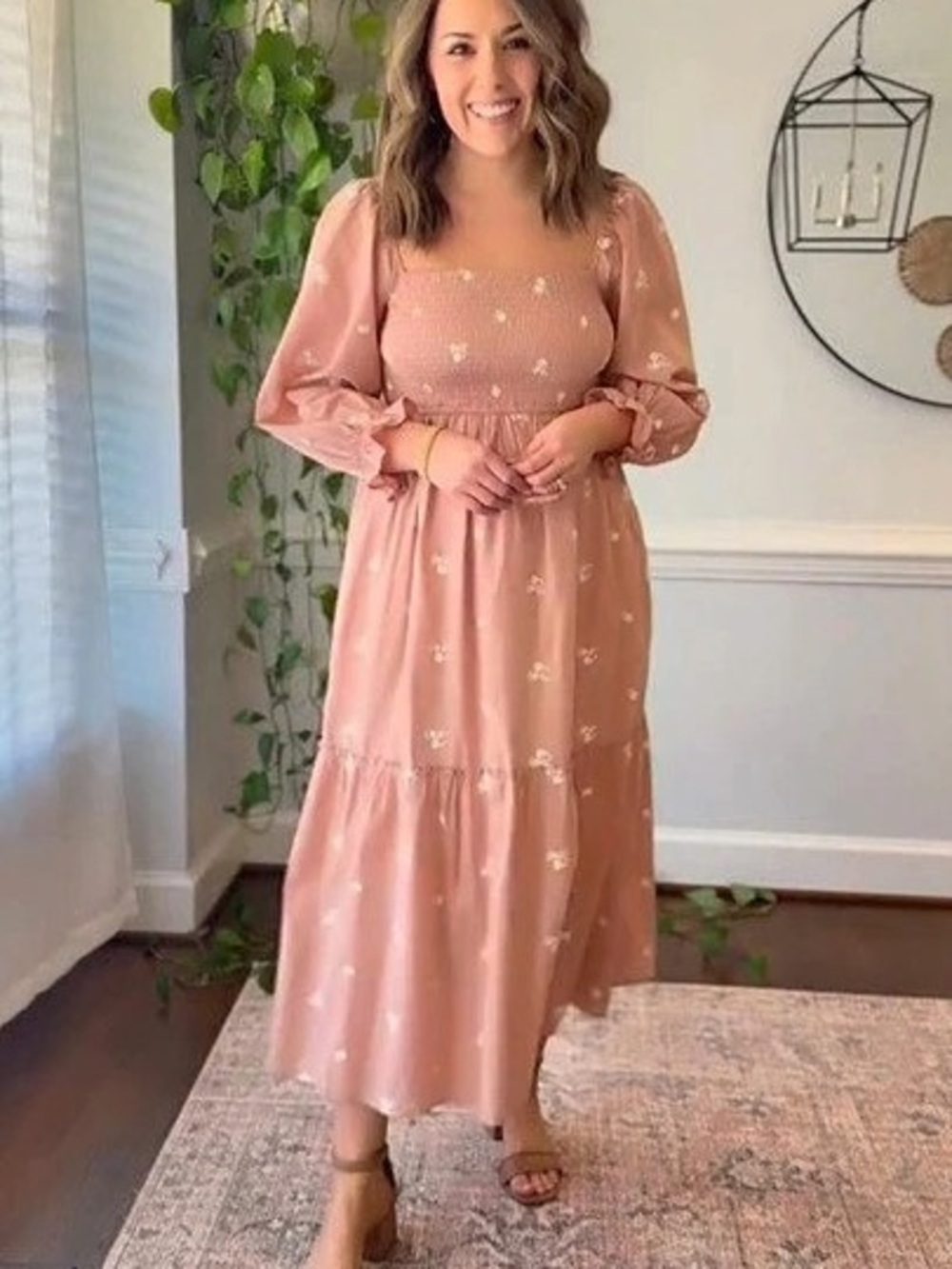 Endless Blu Cotton Floral Maxi Dress in Dusty Pink Size Small